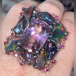 Luxurious Genuine Amethyst Opal Ring
